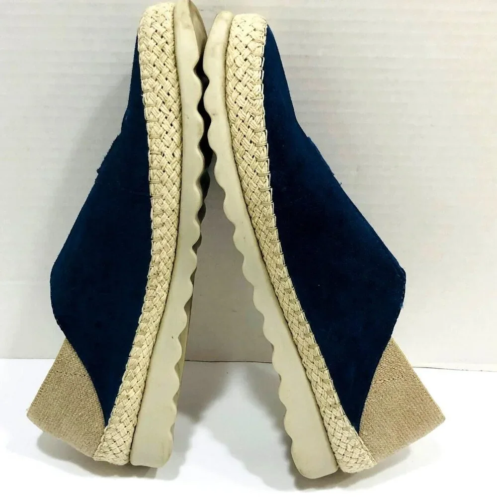 The Flexx Slip-On Loafer Flats Women's 39‎ USA 8 Blue Suede Tan Canvas Rope